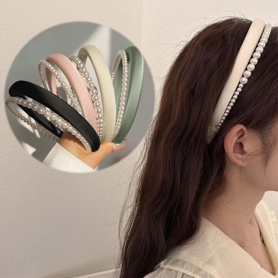 ショッピングゴー shoppinggo カチューシャ パール 2連カチューシャ ヘアアクセサリー重ね付け風 レディース キッズ  まとめ髪 ヘアバンド （パープル） パープル