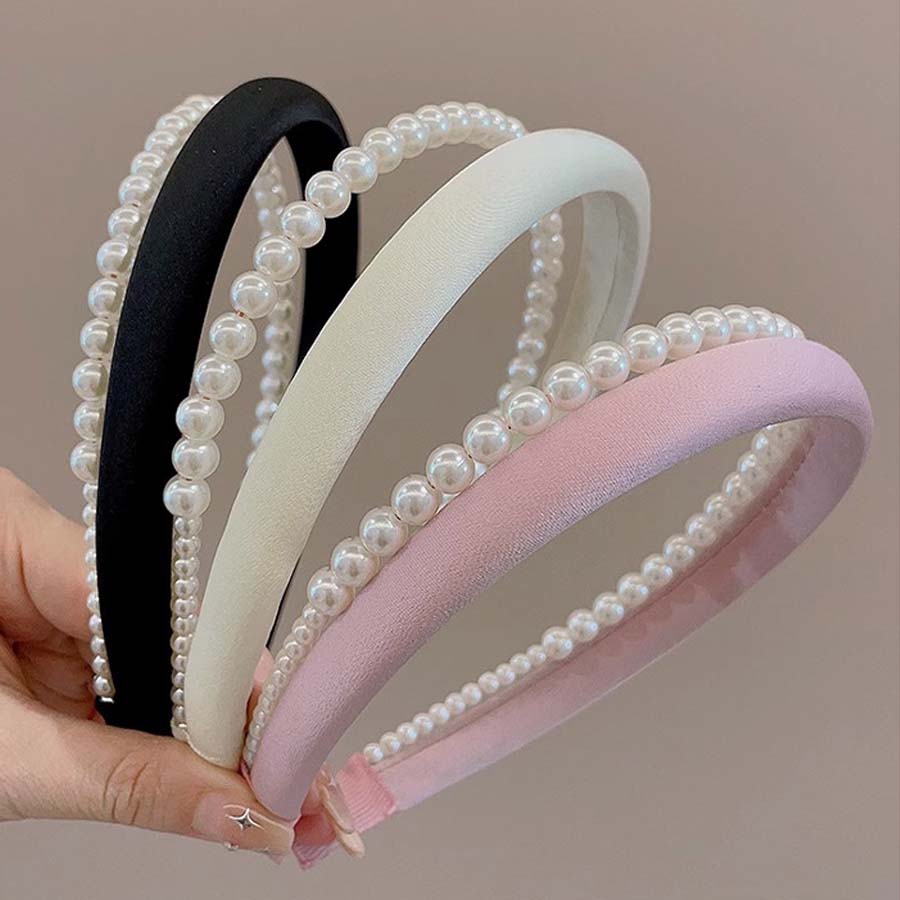 ショッピングゴー shoppinggo カチューシャ パール 2連カチューシャ ヘアアクセサリー重ね付け風 レディース キッズ  まとめ髪 ヘアバンド （パープル） パープル