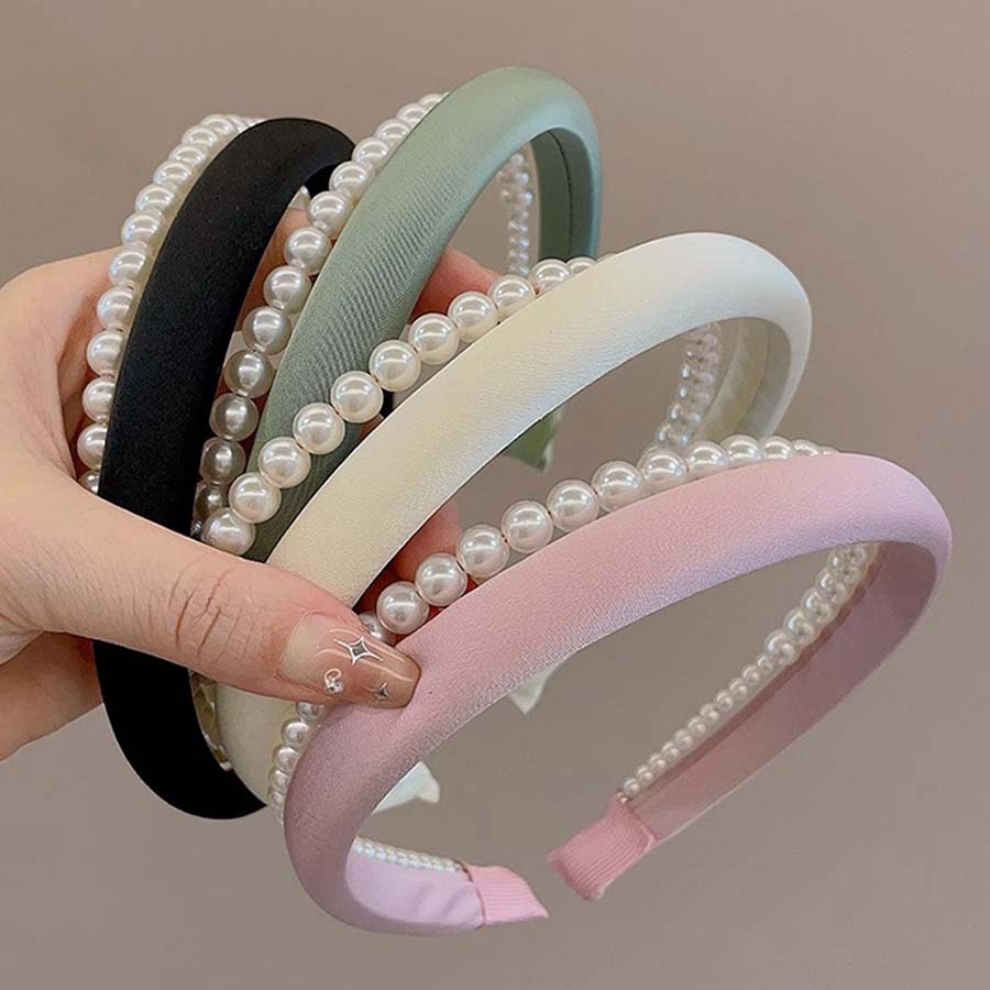 ショッピングゴー shoppinggo カチューシャ パール 2連カチューシャ ヘアアクセサリー重ね付け風 レディース キッズ  まとめ髪 ヘアバンド （パープル） パープル