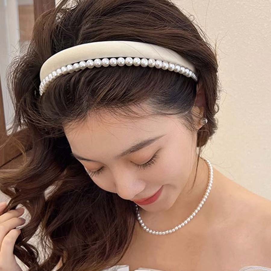 ショッピングゴー shoppinggo カチューシャ パール 2連カチューシャ ヘアアクセサリー重ね付け風 レディース キッズ  まとめ髪 ヘアバンド （パープル） パープル