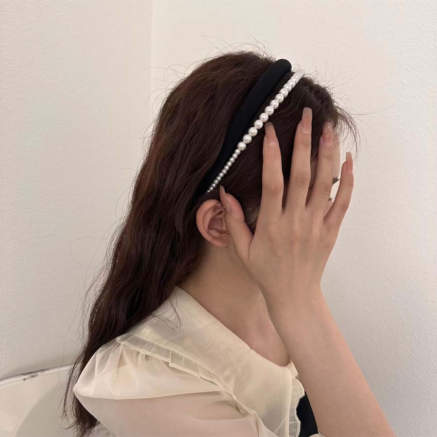 ショッピングゴー shoppinggo カチューシャ パール 2連カチューシャ ヘアアクセサリー重ね付け風 レディース キッズ  まとめ髪 ヘアバンド （パープル） パープル