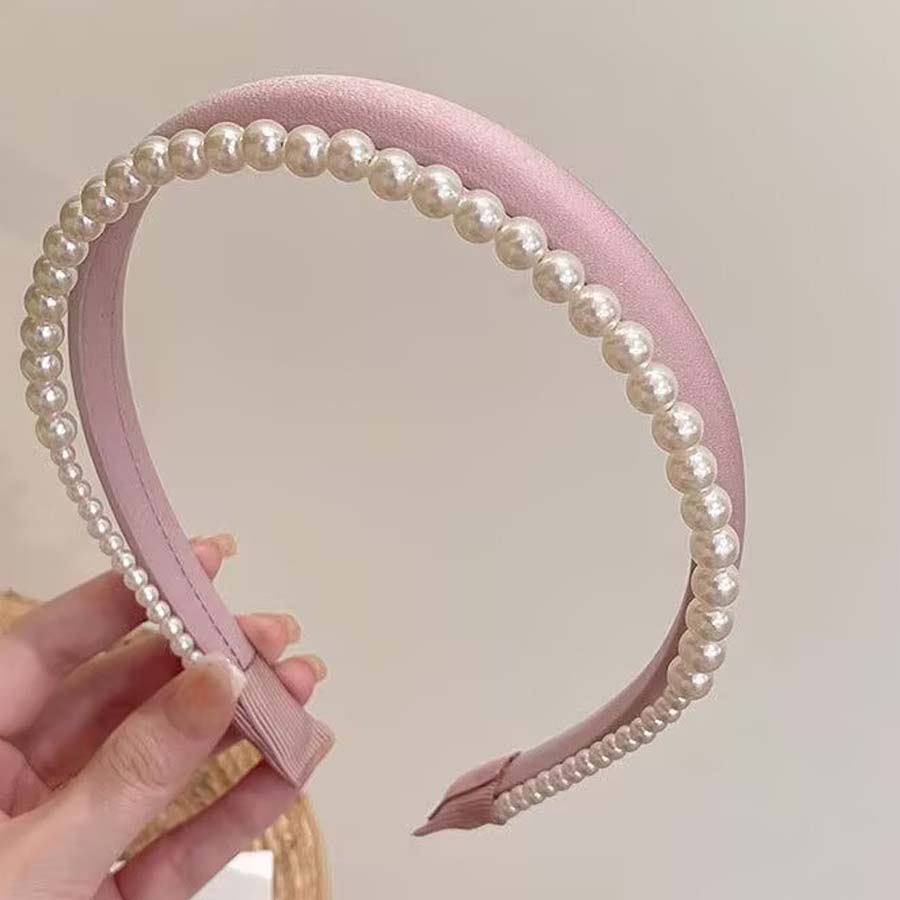 ショッピングゴー shoppinggo カチューシャ パール 2連カチューシャ ヘアアクセサリー重ね付け風 レディース キッズ  まとめ髪 ヘアバンド （ピンク） ピンク
