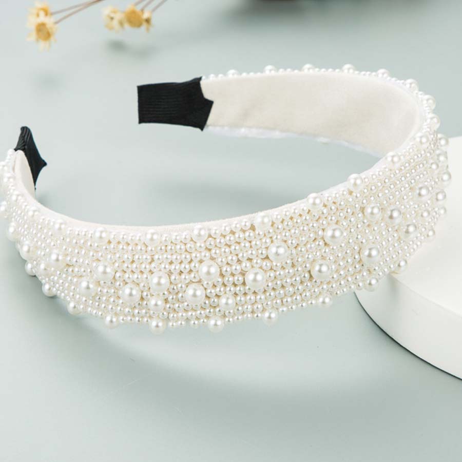 ショッピングゴー shoppinggo カチューシャ パール 幅広 大人 ヘアバンド ヘッドアクセサリー シック 細め 結婚式 二次会 ウェディング ストーン レディース ドレス 上品 女子会 （ホワイト） ホワイト