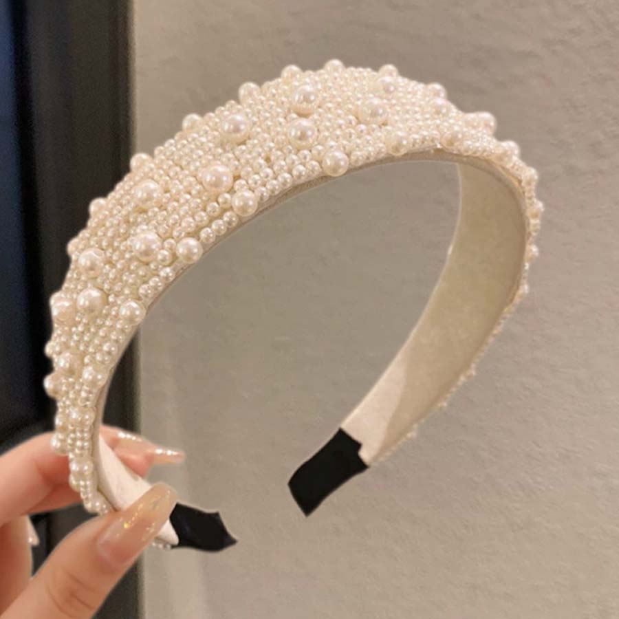 ショッピングゴー shoppinggo カチューシャ パール 幅広 大人 ヘアバンド ヘッドアクセサリー シック 細め 結婚式 二次会 ウェディング ストーン レディース ドレス 上品 女子会 （ホワイト） ホワイト
