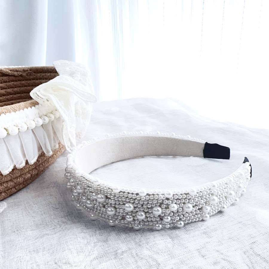 ショッピングゴー shoppinggo カチューシャ パール 幅広 大人 ヘアバンド ヘッドアクセサリー シック 細め 結婚式 二次会 ウェディング ストーン レディース ドレス 上品 女子会 （ホワイト） ホワイト