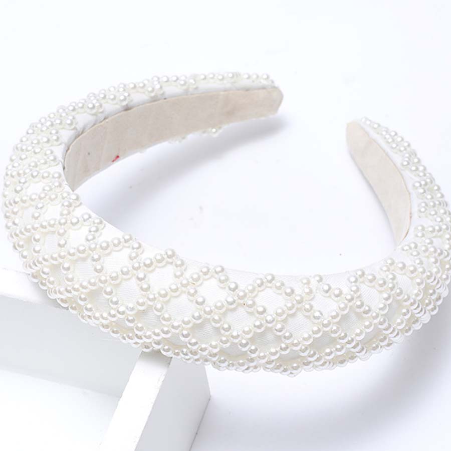 ショッピングゴー shoppinggo カチューシャ パール 幅広 大人 ヘアバンド ヘッドアクセサリー シック 細め 結婚式 二次会 ウェディング 発表会 卒業式 （ホワイト） ホワイト