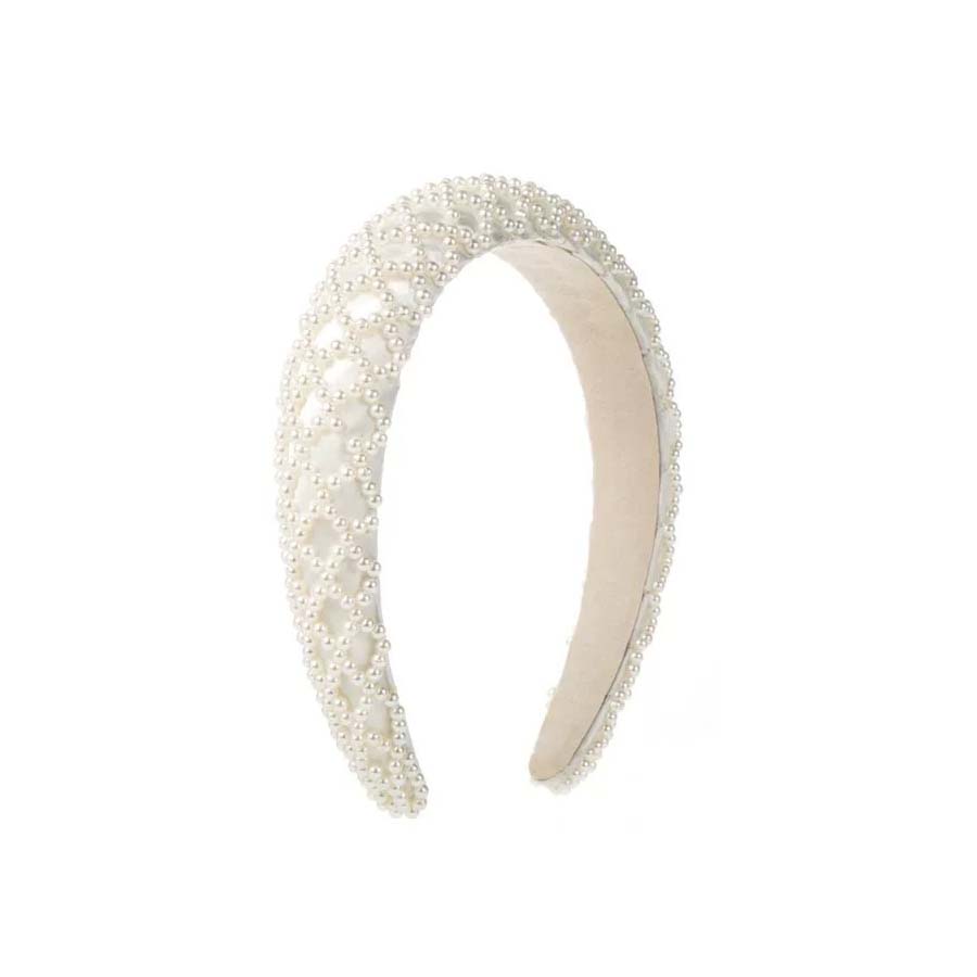 ショッピングゴー shoppinggo カチューシャ パール 幅広 大人 ヘアバンド ヘッドアクセサリー シック 細め 結婚式 二次会 ウェディング 発表会 卒業式 （ホワイト） ホワイト