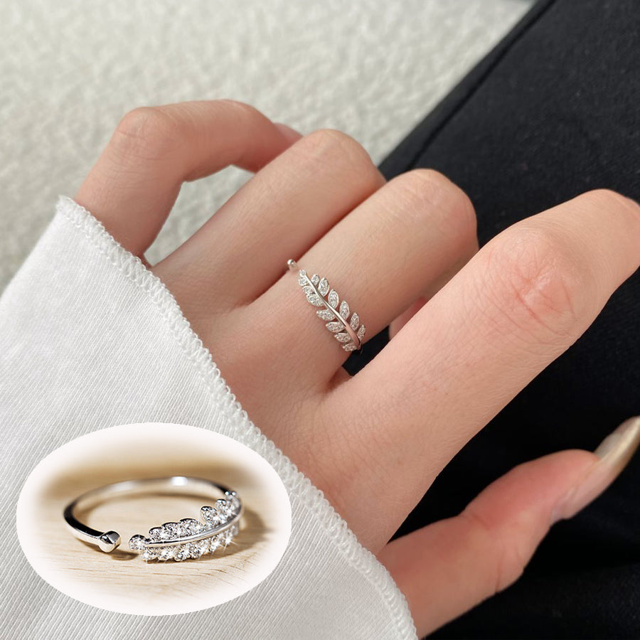 ショッピングゴー shoppinggo 指輪 葉っぱデザインレディース リング ビジュー キラキラ 葉っぱ リーフ 可愛い オシャレ シンプル フリーサイズ カジュアル （シルバー） シルバー