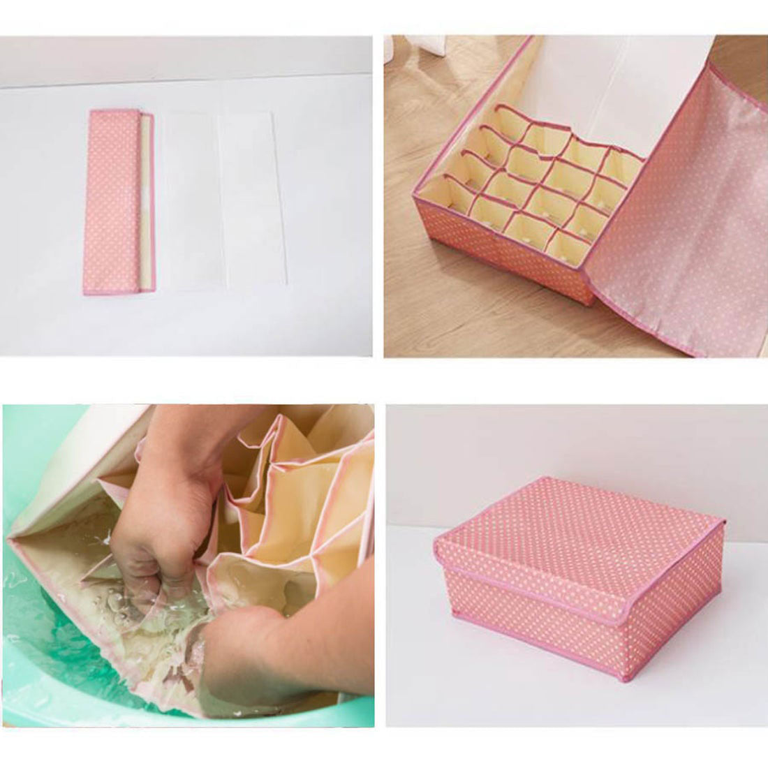 ショッピングゴー shoppinggo 下着収納17マス 星 仕切り 収納ケース 靴下ケース 仕切り収納 収納ケース 折りたたみ 衣類収納 靴下