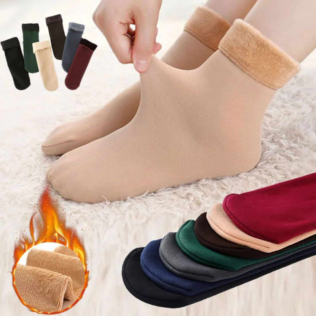 Shopping Go Shopping Go Anti-Cold Socks Women's Socks Fleece Lined Socks Footwear Heat-Generating Socks Warm