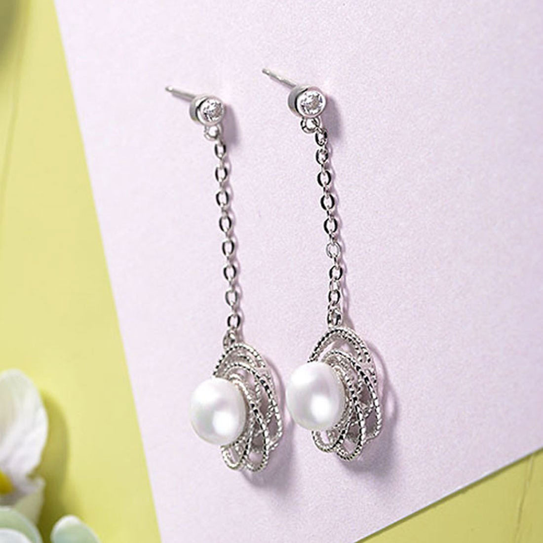 ショッピングゴー shoppinggo ピアス レディース パール 揺れる ロングピアス イヤリング バックキャッチ 卒園 卒業 シルバー