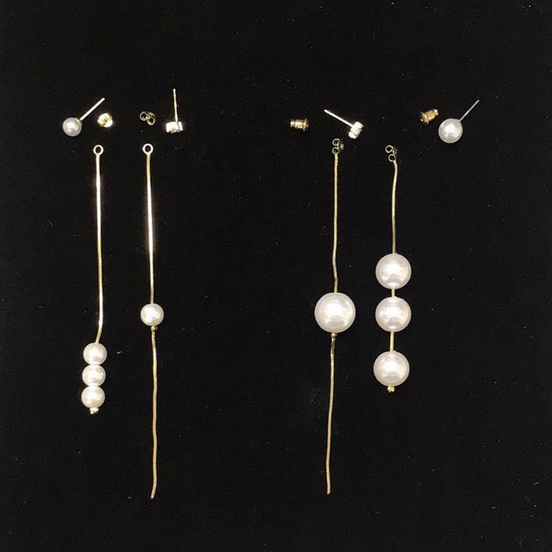Shopping Go Shopping Go Earrings Pearl Long Dangling 2-way Pearl Earrings Asymmetrical Long Earrings Large Earrings Asymmetrical Cute