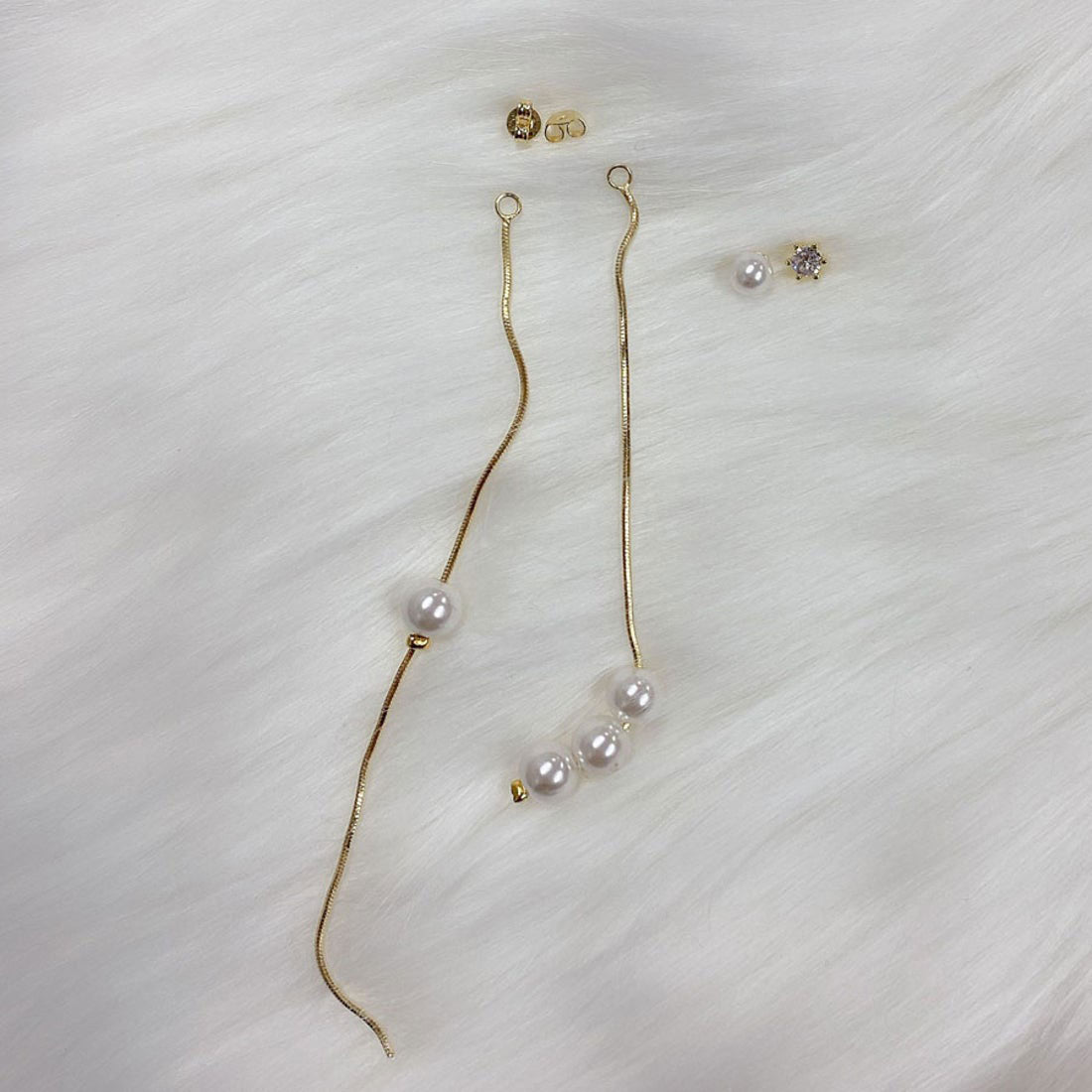 Shopping Go Shopping Go Earrings Pearl Long Dangling 2-way Pearl Earrings Asymmetrical Long Earrings Large Earrings Asymmetrical Cute