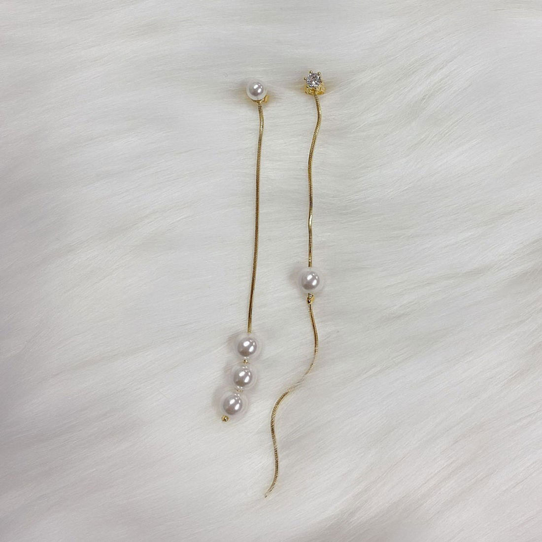 Shopping Go Shopping Go Earrings Pearl Long Dangling 2-way Pearl Earrings Asymmetrical Long Earrings Large Earrings Asymmetrical Cute