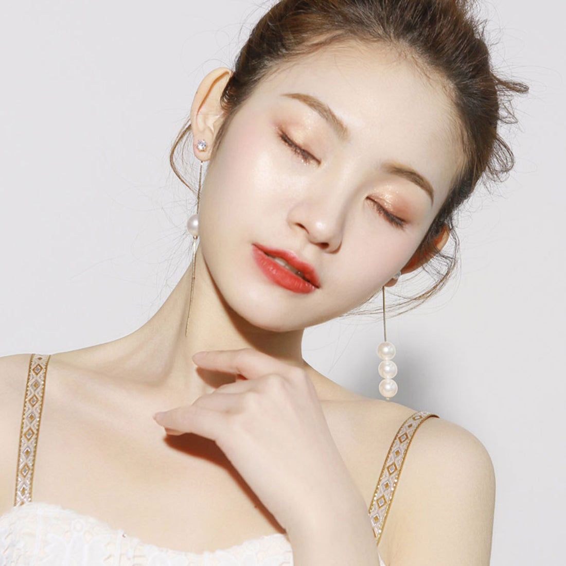 Shopping Go Shopping Go Earrings Pearl Long Dangling 2-way Pearl Earrings Asymmetrical Long Earrings Large Earrings Asymmetrical Cute