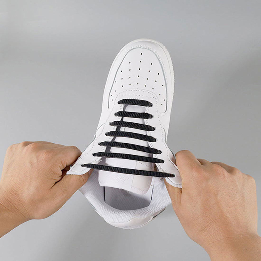 Shoppinggo shoppinggo Shoelaces No tying Shoelaces Stylish Adults Children Silicone rubber Black and white Shoelaces Won't come undone One-touch Easy Stylish [Non-returnable item]