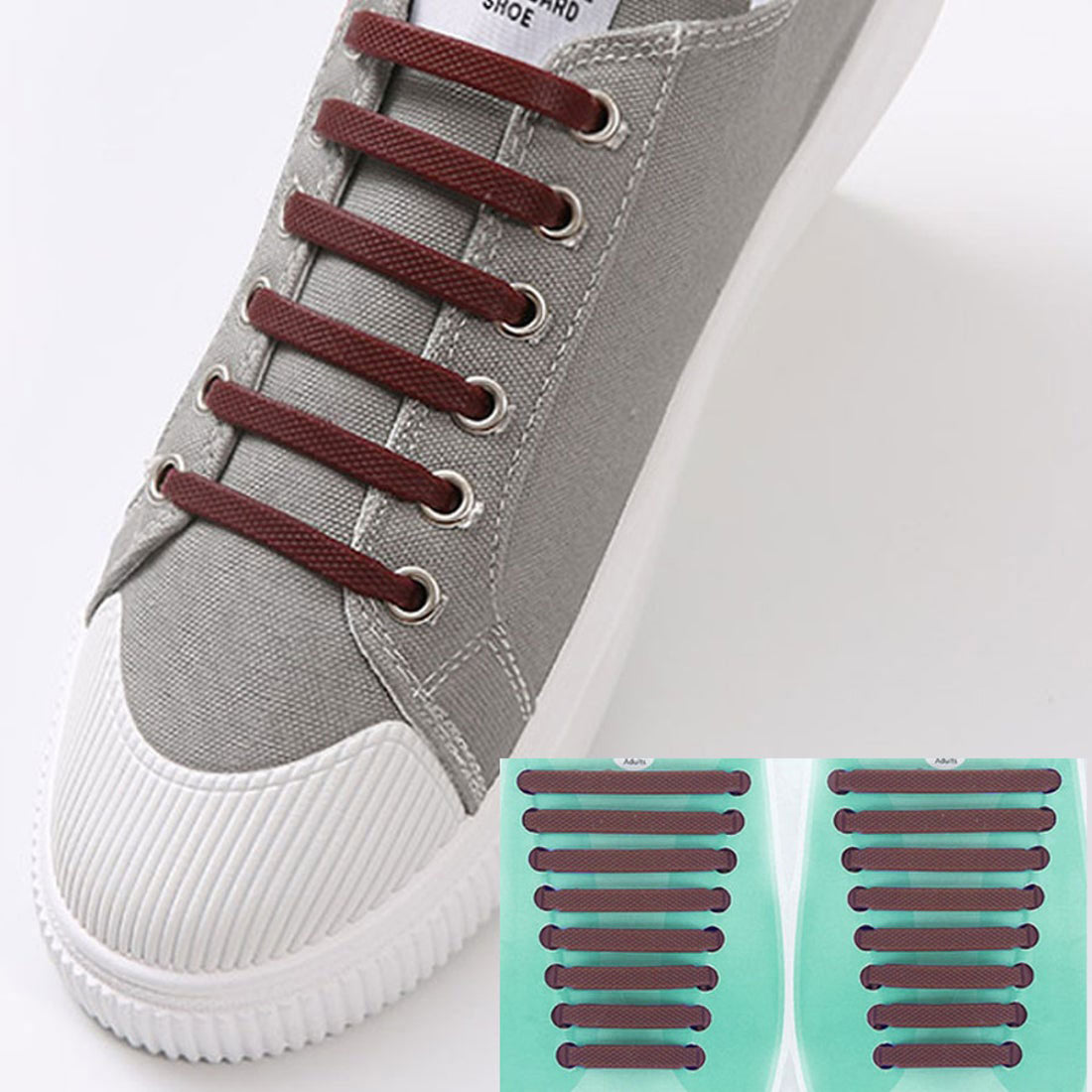 Shoppinggo shoppinggo Shoelaces No tying Shoelaces Stylish Adults Children Silicone rubber Black and white Shoelaces Won't come undone One-touch Easy Stylish [Non-returnable item]