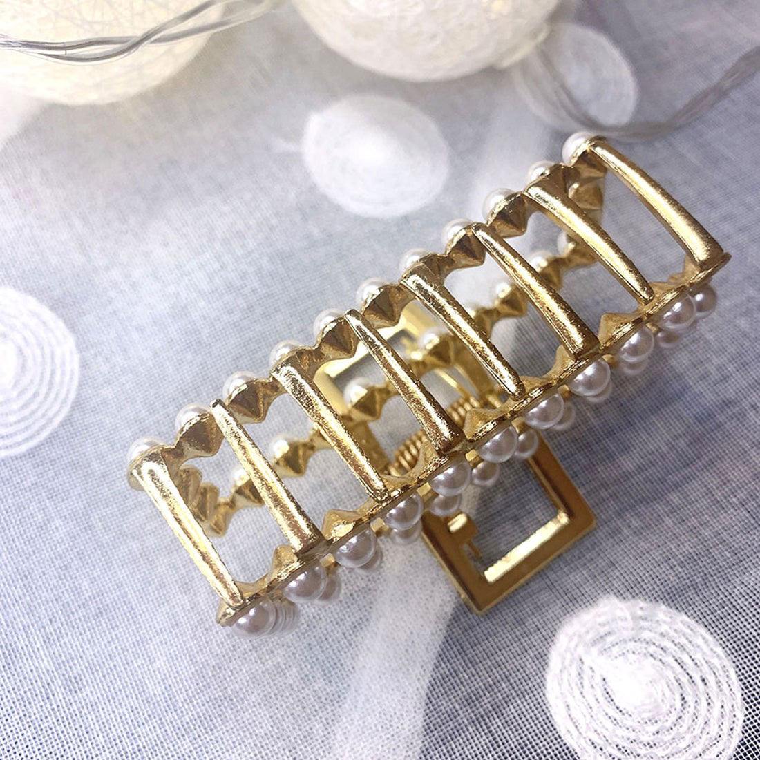 ショッピングゴー shoppinggo ヘアクリップ バンスクリップ パール付 シンプル レディース ヘアアクセサリー 髪飾り