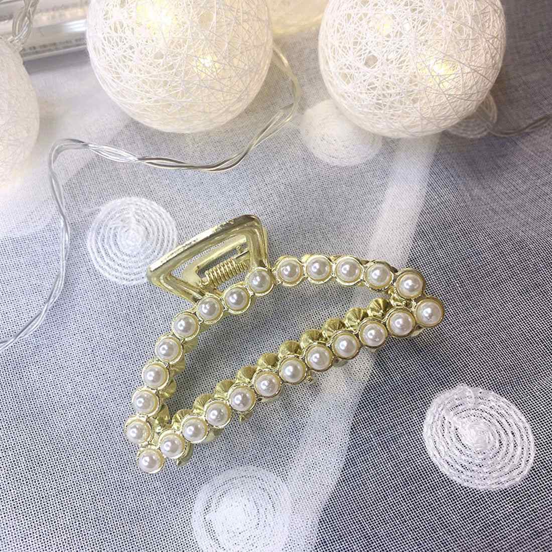 ショッピングゴー shoppinggo ヘアクリップ バンスクリップ パール付 シンプル レディース ヘアアクセサリー 髪飾り