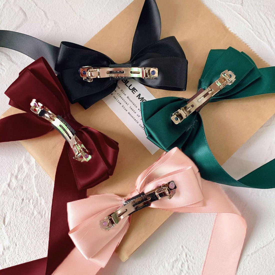 ショッピングゴー shoppinggo リボンバレッタ ヘアクリップ ヘアアクセ ダブル 清楚 ガーリー エレガント ヘアピン ビックリボンヘアバレッタ かわいい （グリーン） グリーン