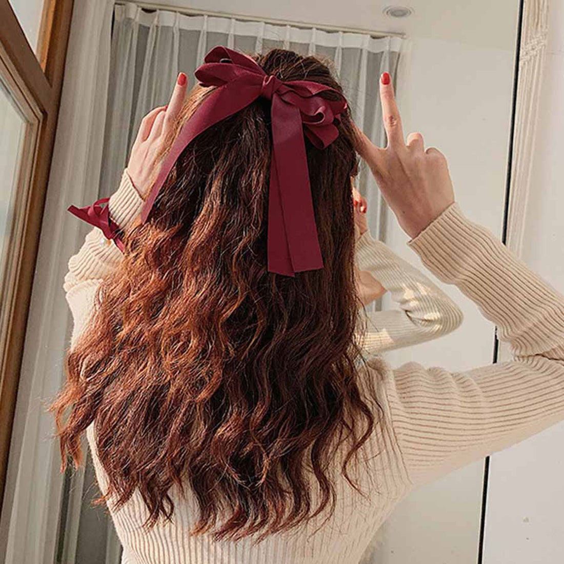 ショッピングゴー shoppinggo リボンバレッタ ヘアクリップ ヘアアクセ ダブル 清楚 ガーリー エレガント ヘアピン ビックリボンヘアバレッタ かわいい （グリーン） グリーン