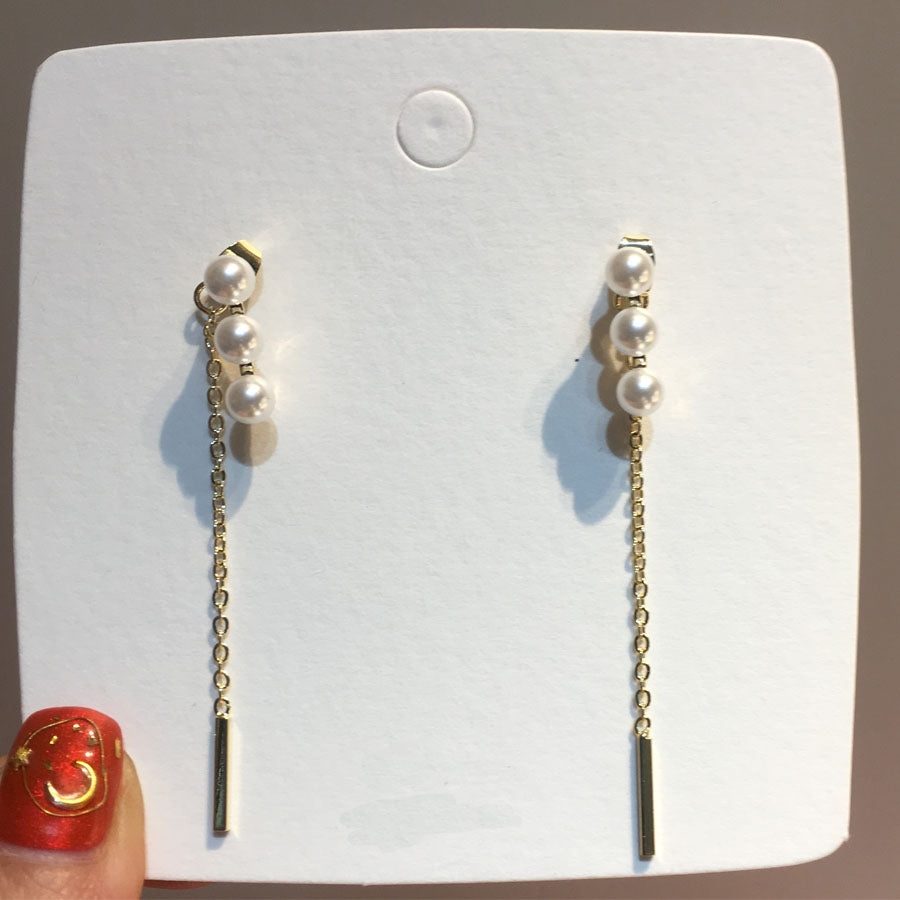 Shopping Go Shopping Go Earrings Pearl Long Dangling Large Earrings Simple Cute 2-way Long Earrings Popular Accessories