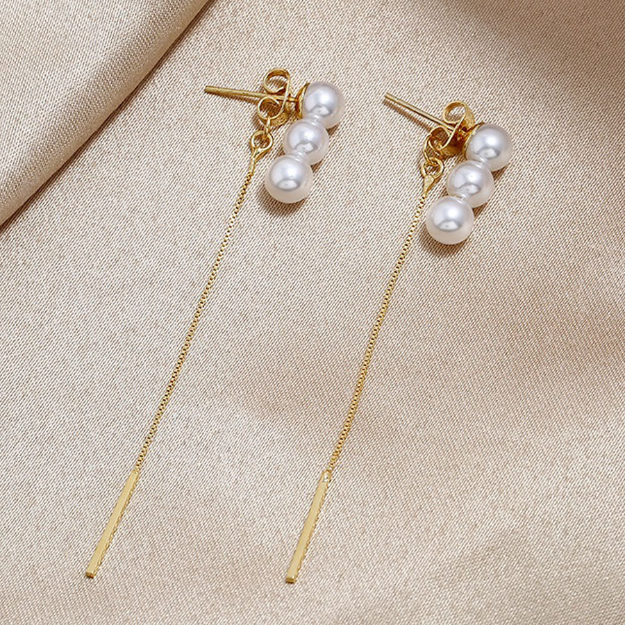 Shopping Go Shopping Go Earrings Pearl Long Dangling Large Earrings Simple Cute 2-way Long Earrings Popular Accessories