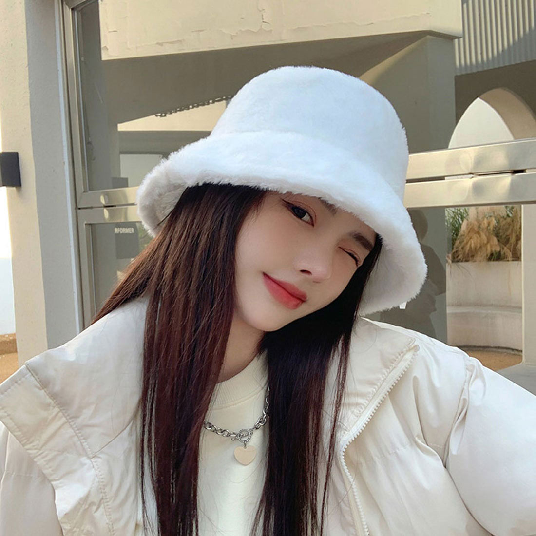 ショッピングゴー shoppinggo バケットハット ファー 帽子 レディース おしゃれ 秋冬 ふわふわ ボア 小顔効果 肌触り良い ハット 暖かい 厚手 防寒