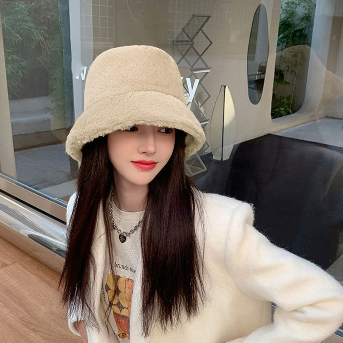 ショッピングゴー shoppinggo バケットハット ファー 帽子 レディース おしゃれ 秋冬 ふわふわ ボア 小顔効果 肌触り良い ハット 暖かい 厚手 防寒