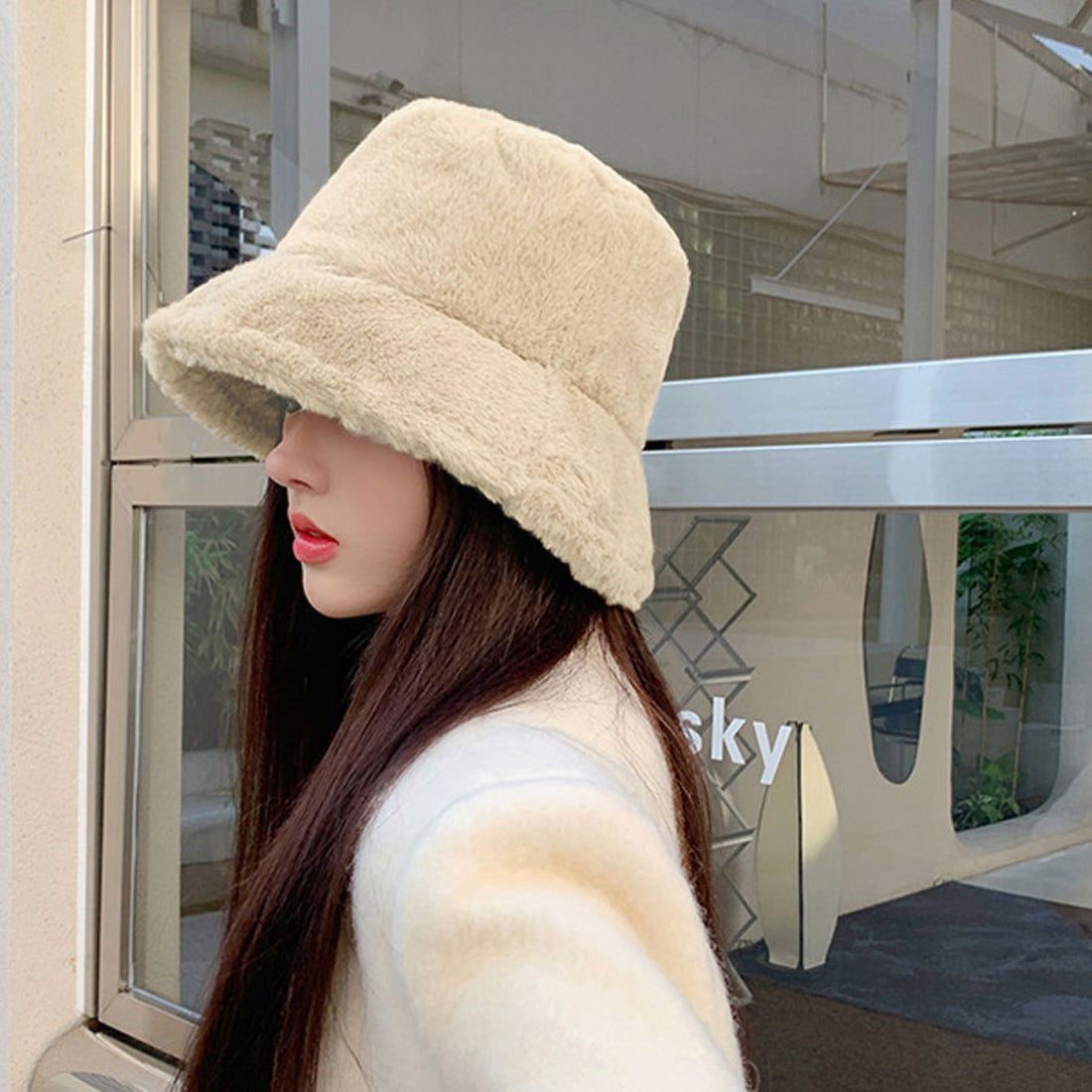 ショッピングゴー shoppinggo バケットハット ファー 帽子 レディース おしゃれ 秋冬 ふわふわ ボア 小顔効果 肌触り良い ハット 暖かい 厚手 防寒