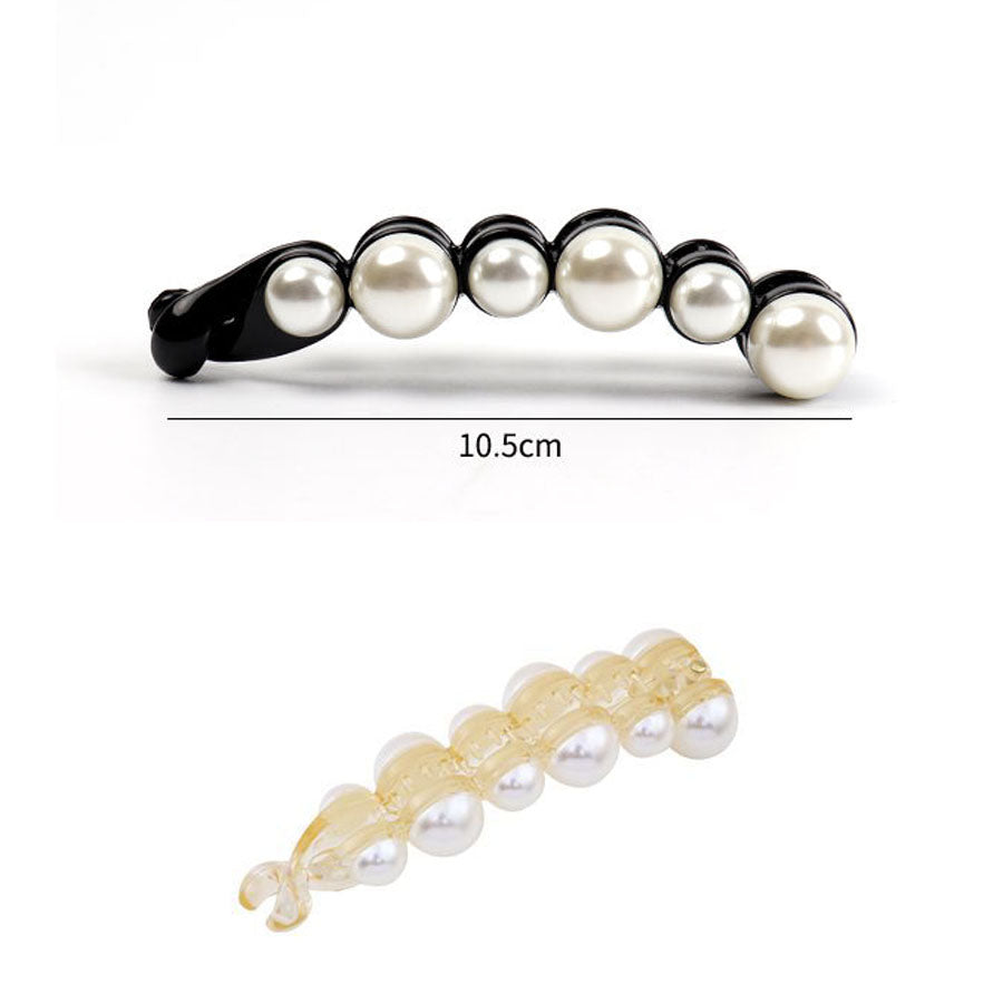 ショッピングゴー shoppinggo バナナクリップ ヘアクリップ 大きめ パール ヘアアクセサリー 髪留め 結婚式 パーティ シンプル 大人かわいい