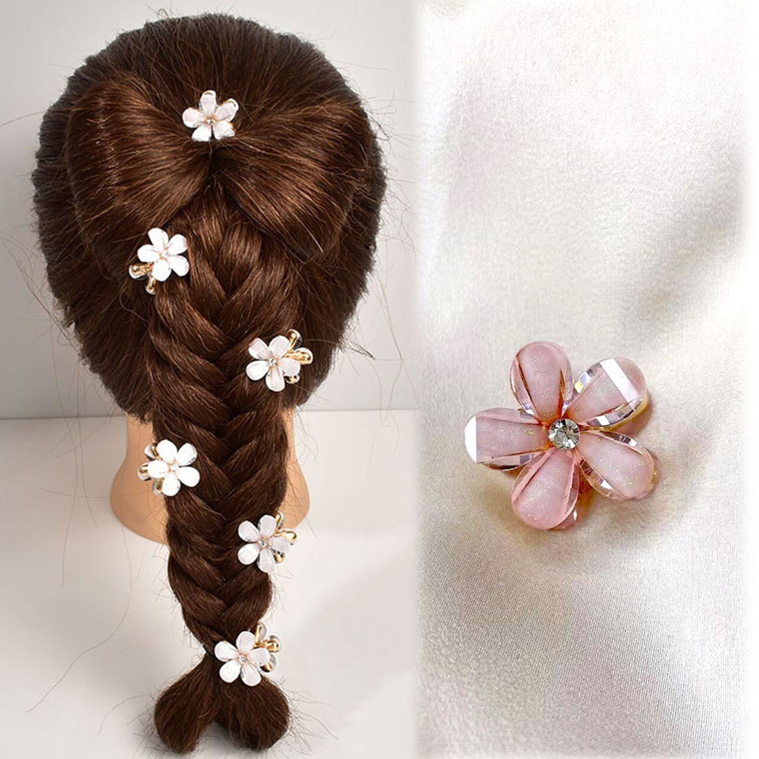 Shoppinggo Mini Hair Clip 1 Piece Bun Clip Flower Hair Fastener Hair Accessory Bangs Cute Stylish Hair Ornament Elegant Party Decoration Korean