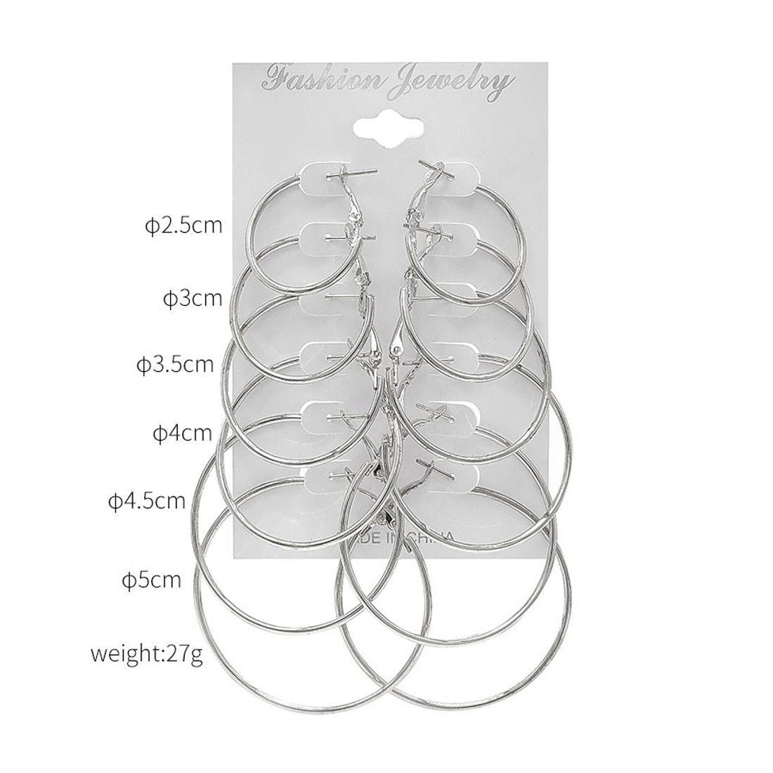 Shoppinggo shoppinggo Hoop earrings set 6-piece set Circle earrings Ring earrings Small Standard Fashionable Accessories