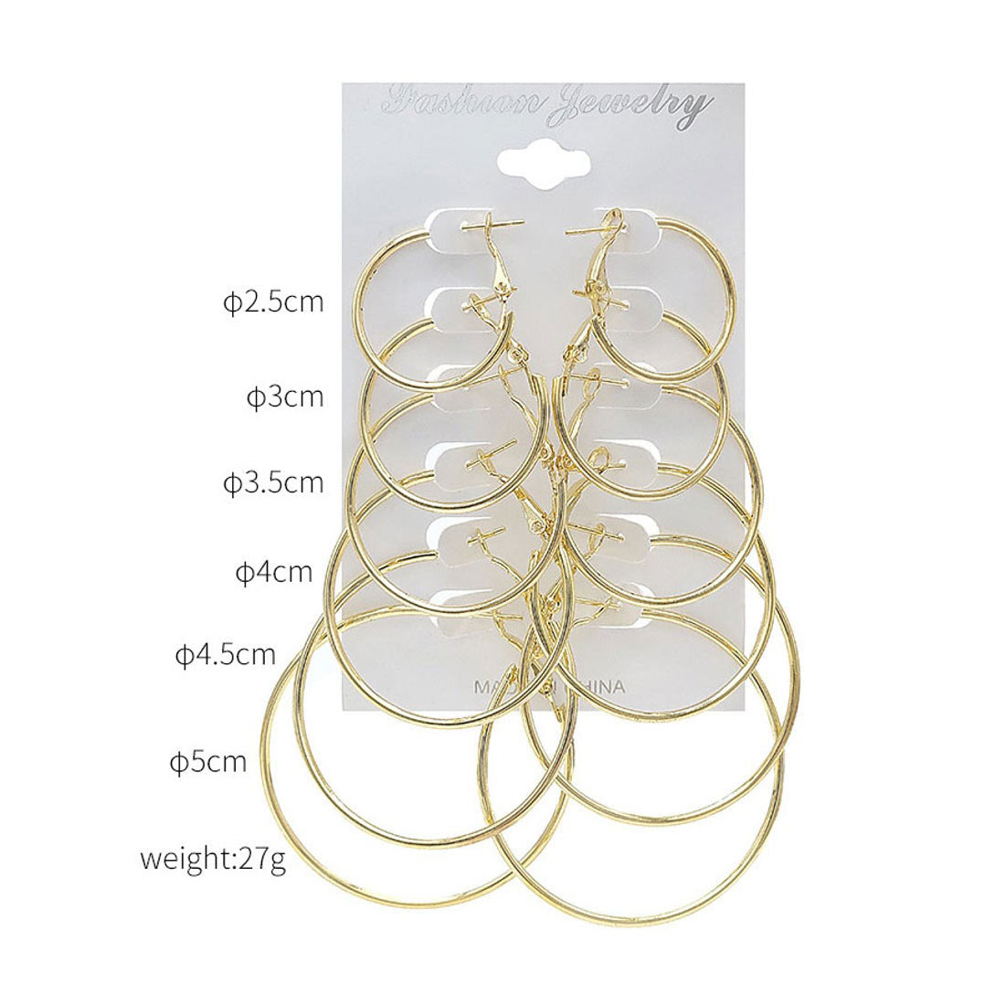 Shoppinggo shoppinggo Hoop earrings set 6-piece set Circle earrings Ring earrings Small Standard Fashionable Accessories