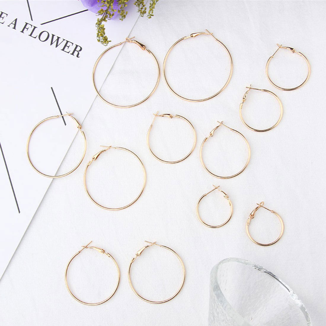 Shoppinggo shoppinggo Hoop earrings set 6-piece set Circle earrings Ring earrings Small Standard Fashionable Accessories