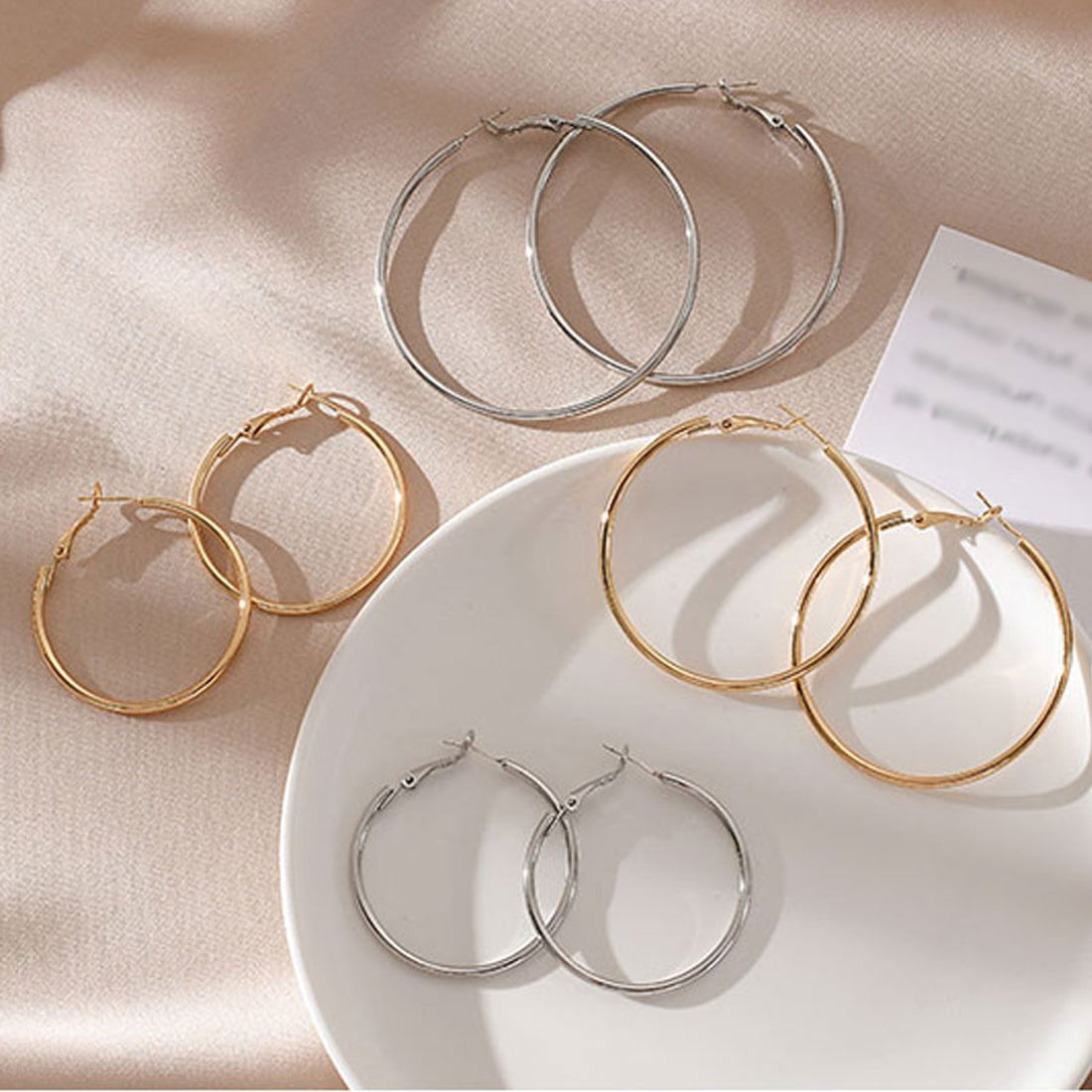 Shoppinggo shoppinggo Hoop earrings set 6-piece set Circle earrings Ring earrings Small Standard Fashionable Accessories