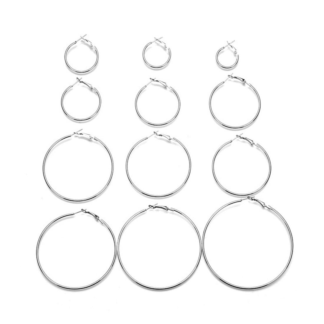 Shoppinggo shoppinggo Hoop earrings set 6-piece set Circle earrings Ring earrings Small Standard Fashionable Accessories