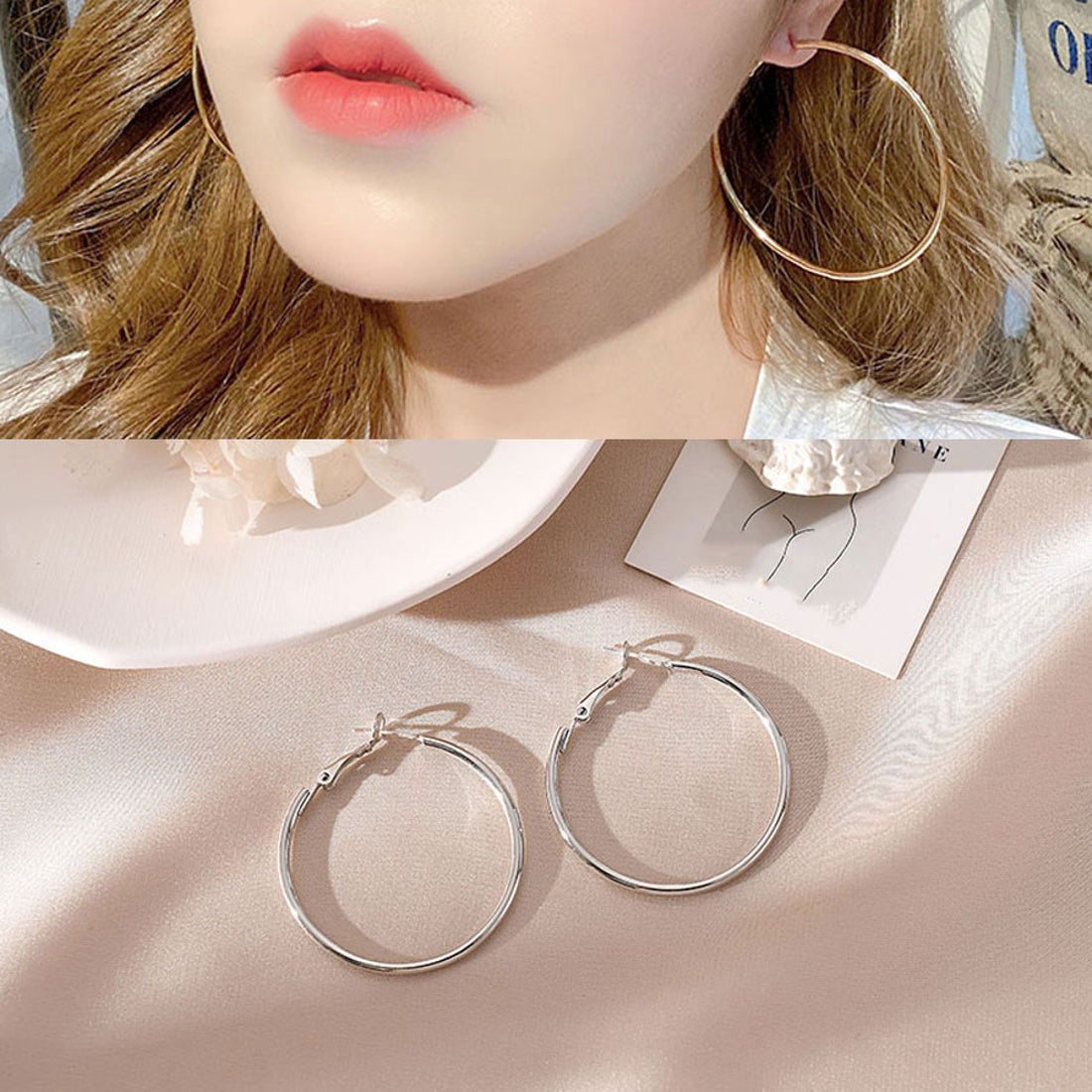 Shoppinggo shoppinggo Hoop earrings set 6-piece set Circle earrings Ring earrings Small Standard Fashionable Accessories