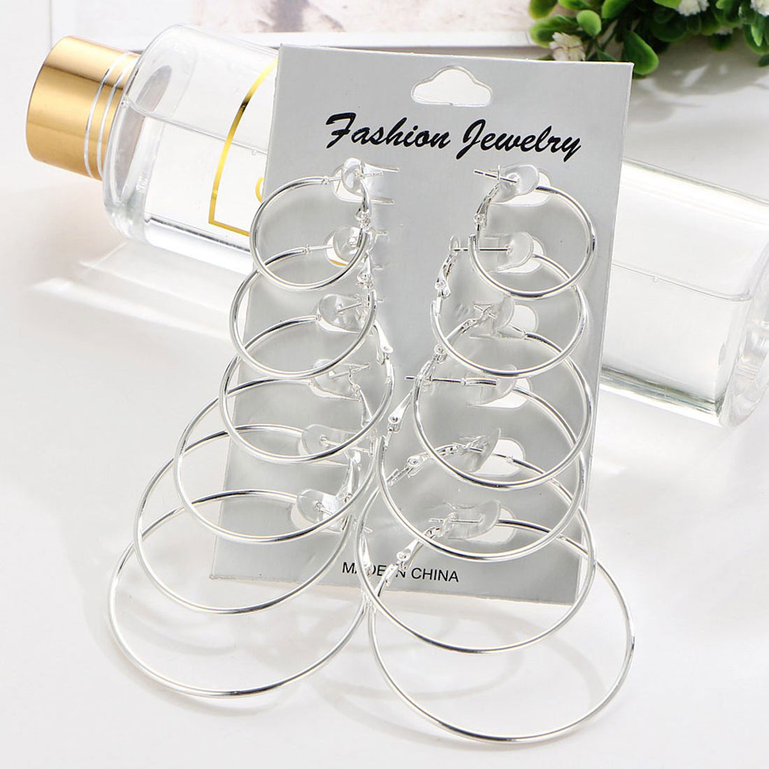 Shoppinggo shoppinggo Hoop earrings set 6-piece set Circle earrings Ring earrings Small Standard Fashionable Accessories