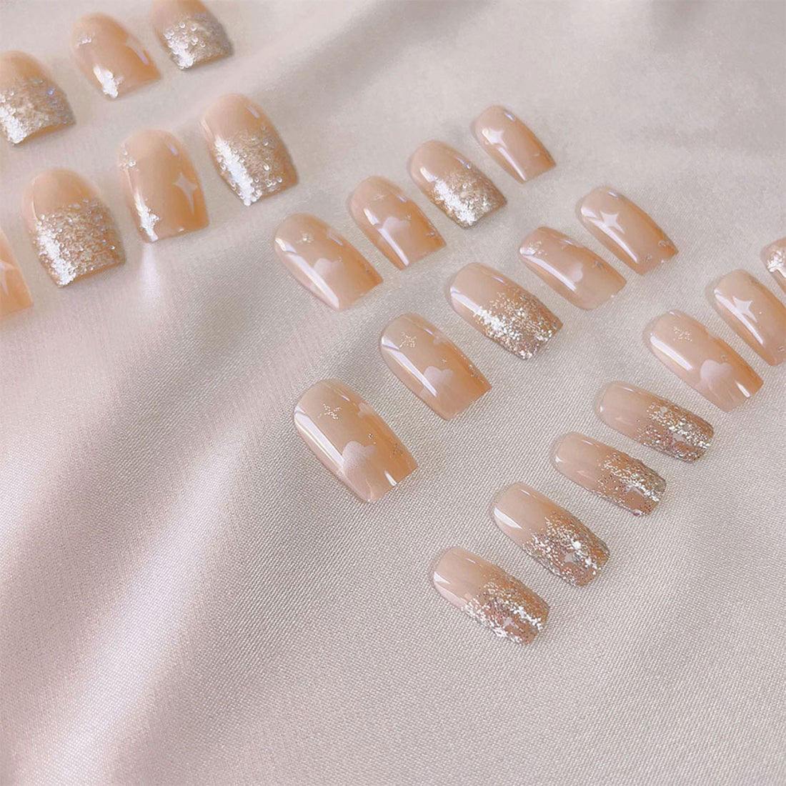 Shopping Go shoppinggo Nail Tips Short 4 Types Simple Bridal Pink False Nails Nail Art Art Tips [Non-returnable item]