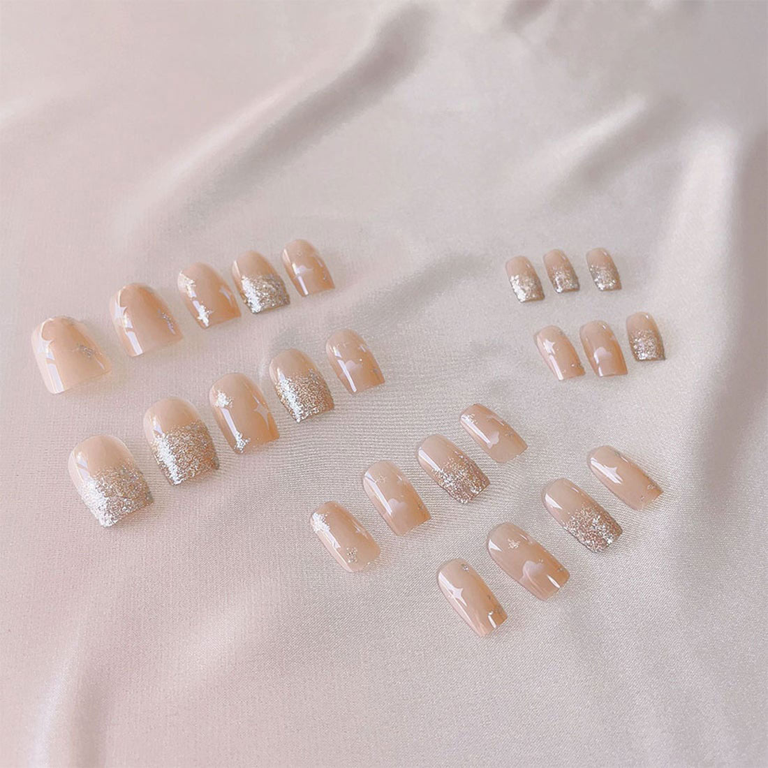 Shopping Go shoppinggo Nail Tips Short 4 Types Simple Bridal Pink False Nails Nail Art Art Tips [Non-returnable item]