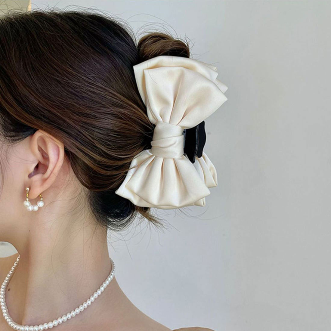 ショッピングゴー shoppinggo ヘアアクセサリー リポン ヘア爪 クランプ かわいい オシャレ 髪飾り （ホワイト） ホワイト