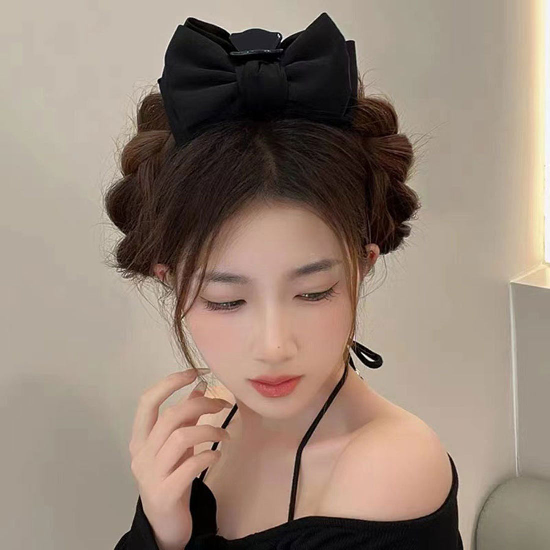 ショッピングゴー shoppinggo ヘアアクセサリー リポン ヘア爪 クランプ かわいい オシャレ 髪飾り （ホワイト） ホワイト
