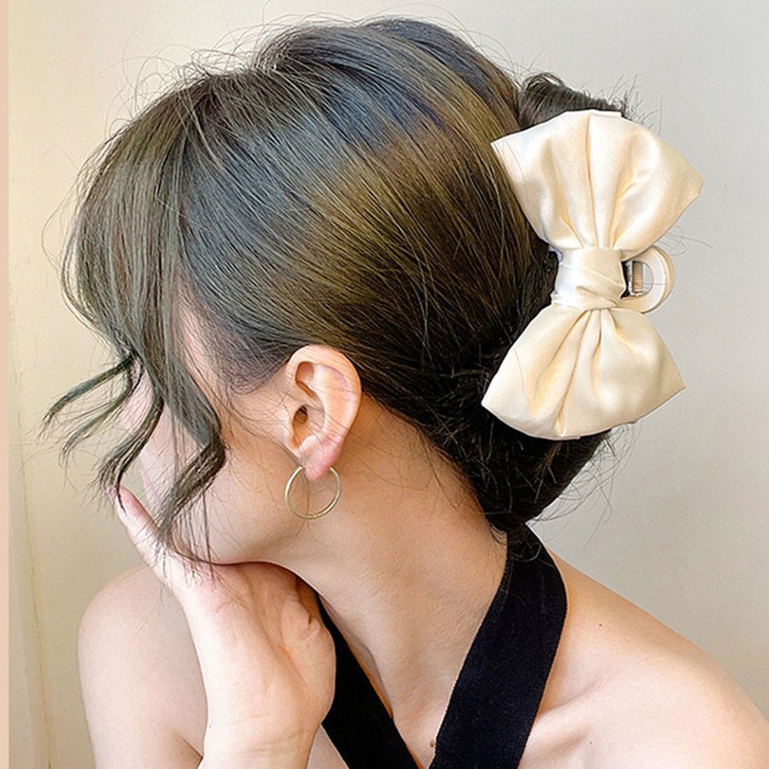 ショッピングゴー shoppinggo ヘアアクセサリー リポン ヘア爪 クランプ かわいい オシャレ 髪飾り （ホワイト） ホワイト