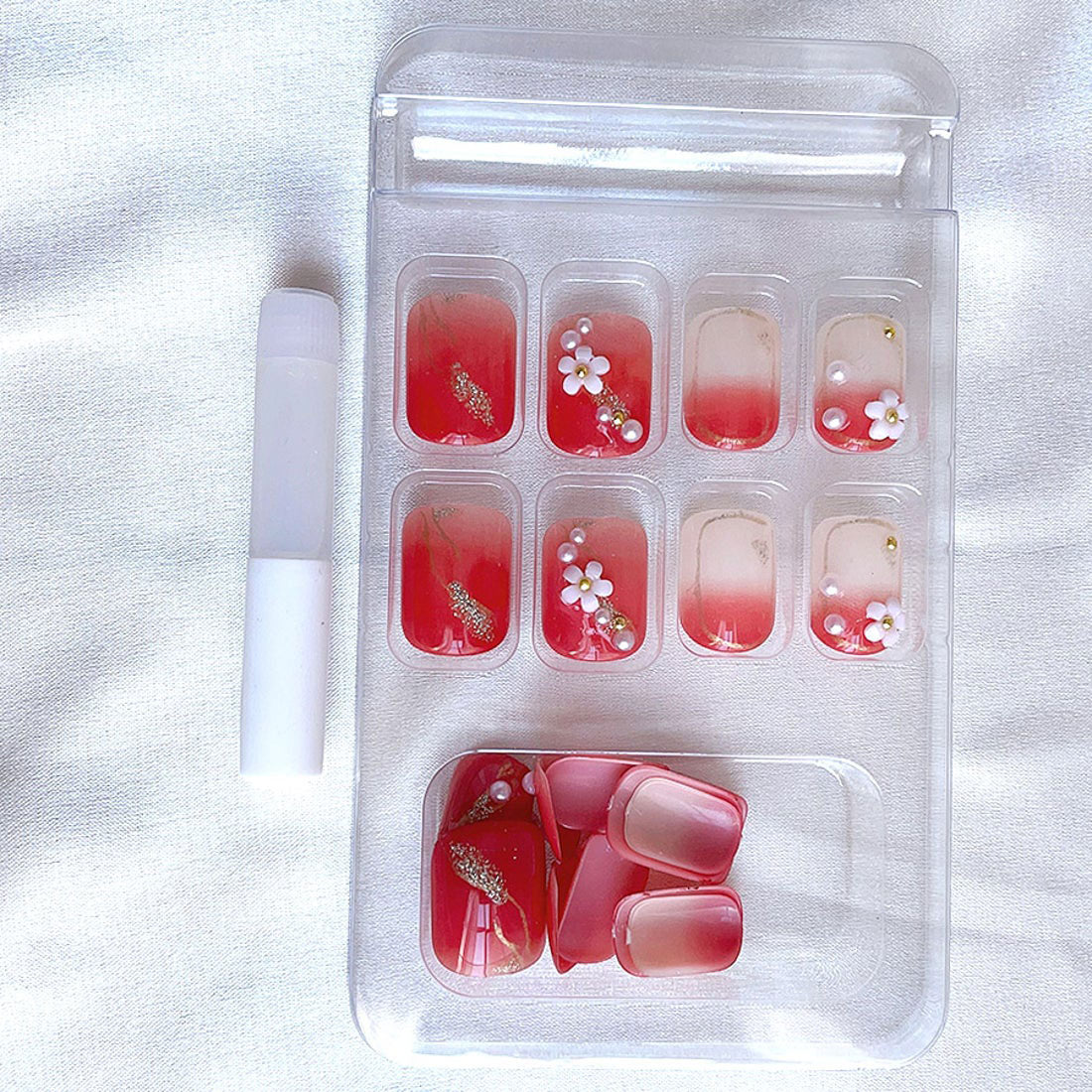 ショッピングゴー shoppinggo ネイルチップ ショート シンプル ブライダル アートチップ ピンク つけ爪 ネイルアート デコチップ オーバル【返品不可商品】 （Z353） Z353