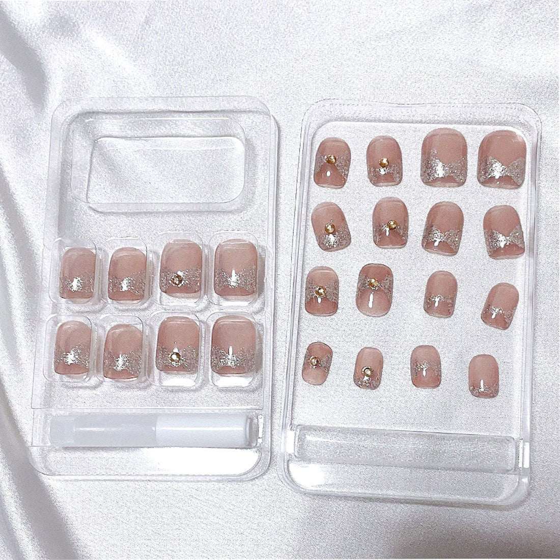 ショッピングゴー shoppinggo ネイルチップ ショート2タイプ シンプル ブライダル ピンク つけ爪 ネイルアート アートチップ デコチップ オーバル【返品不可商品】 （Z190） Z190