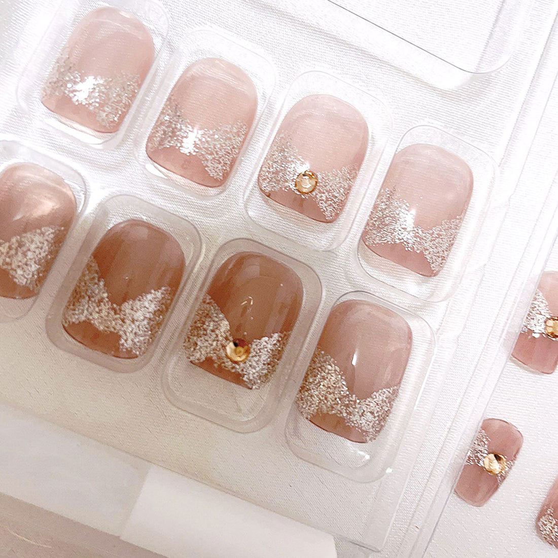 ショッピングゴー shoppinggo ネイルチップ ショート2タイプ シンプル ブライダル ピンク つけ爪 ネイルアート アートチップ デコチップ オーバル【返品不可商品】 （Z190） Z190