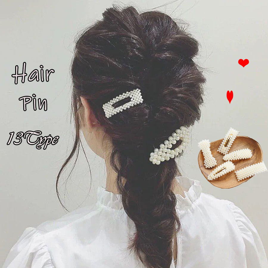 ショッピングゴー shoppinggo ヘアピン パッチン留め ヘアクリップ バレッタ 髪どめ 髪留め ヘアアクセサリー 白 パール風 真珠風