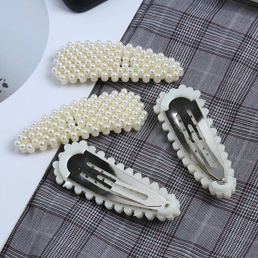 ショッピングゴー shoppinggo ヘアピン パッチン留め ヘアクリップ バレッタ 髪どめ 髪留め ヘアアクセサリー 白 パール風 真珠風