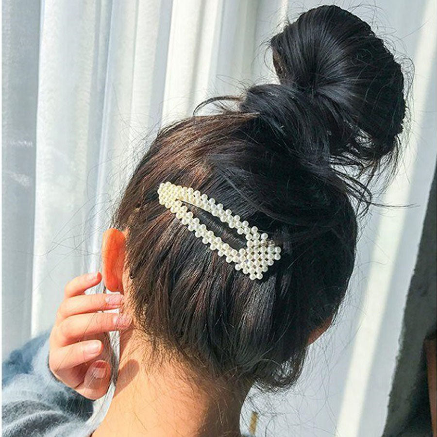 ショッピングゴー shoppinggo ヘアピン パッチン留め ヘアクリップ バレッタ 髪どめ 髪留め ヘアアクセサリー 白 パール風 真珠風